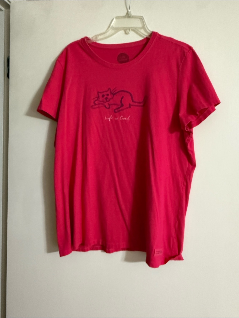 Womens Pink Cat Graphic Tee